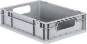 Actual product image Allit Storage box ProfiPlus EuroEco O412, grey Euro box made of PP, open handles, resistant to... (30 x 40 x 12 cm)