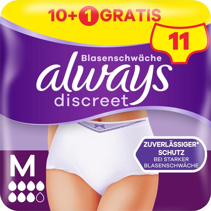 Produktbild Always Discreet Inkontinenz Pants Plus, M 10+1 GRATIS Inkontinenz-Höschen (11 x, M)