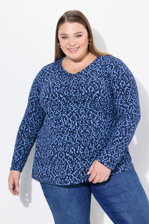 Produktbild Ulla Popken Shirt, Zierfalten, A-Linie, V-Ausschnitt, Langarm. (58)