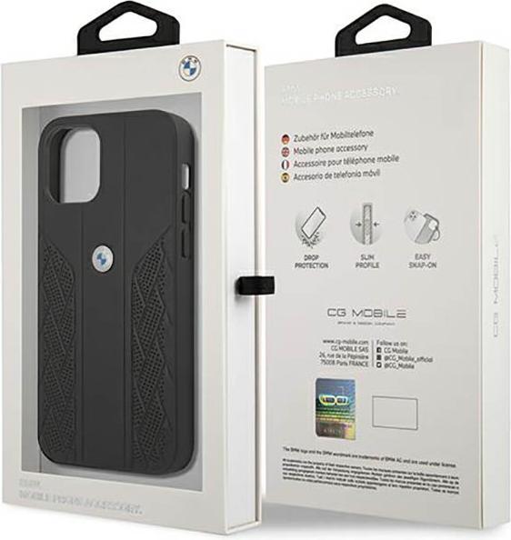 Actual product image BMW Case BMHCP12SRSPPK iPhone 12 mini 5.4" czarny/black hardcase Leather Curve Perforate (Apple iPhone 12 mini)