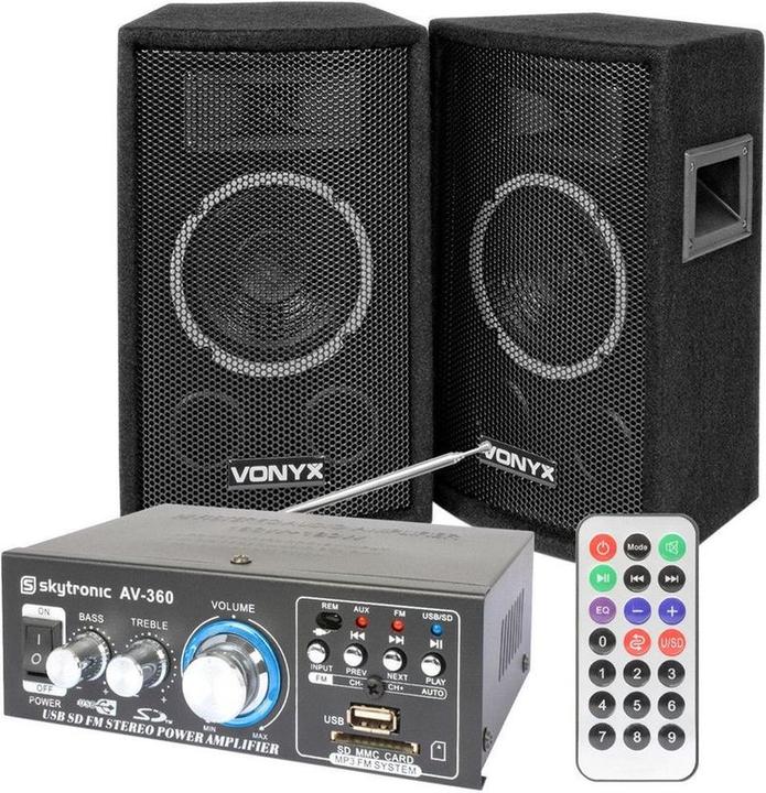 Vonyx Skytec SL6-Lautsprecher-Set mit AV-360-Verstärker und Kabeln (Passivo)
