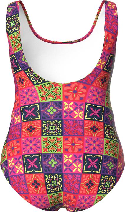 Image du produit Ulla Popken Maillot de bain sans bonnets souples, décolleté rond et motif « carreaux de faïence » (58)