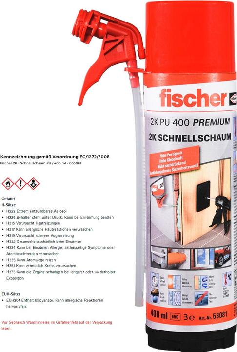 Image du produit Fischer Fisc Premium Mousse à montage rapide PU400 053081 (400 ml)