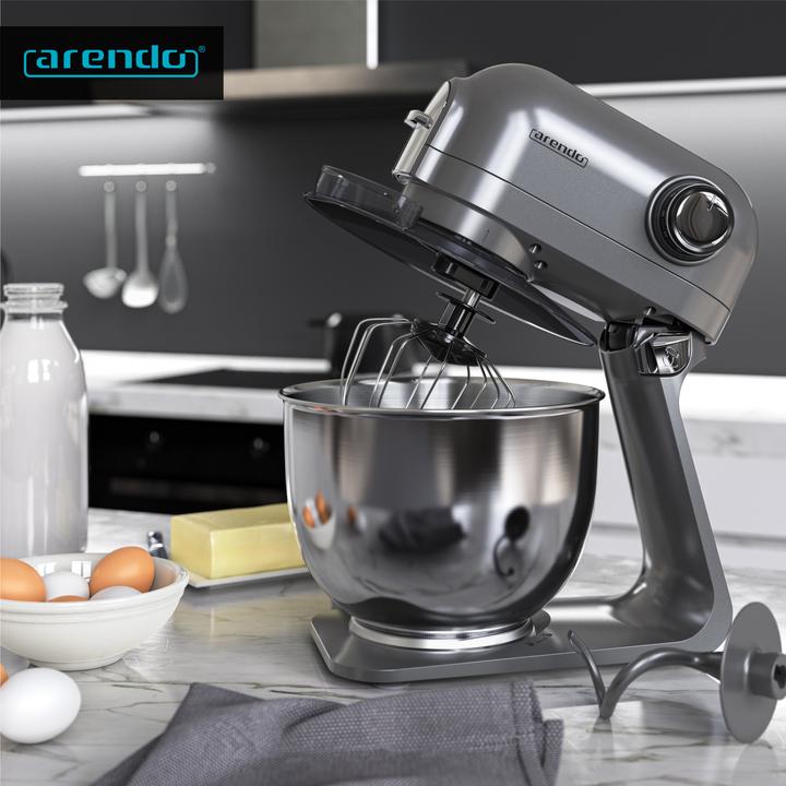 Produktbild Arendo Küchenmaschine, Knetmaschine mit 5L Edelstahlschüssel inkl. 3 Rührwerkzeuge, Rührmaschine mit 1200 W (1200 W)
