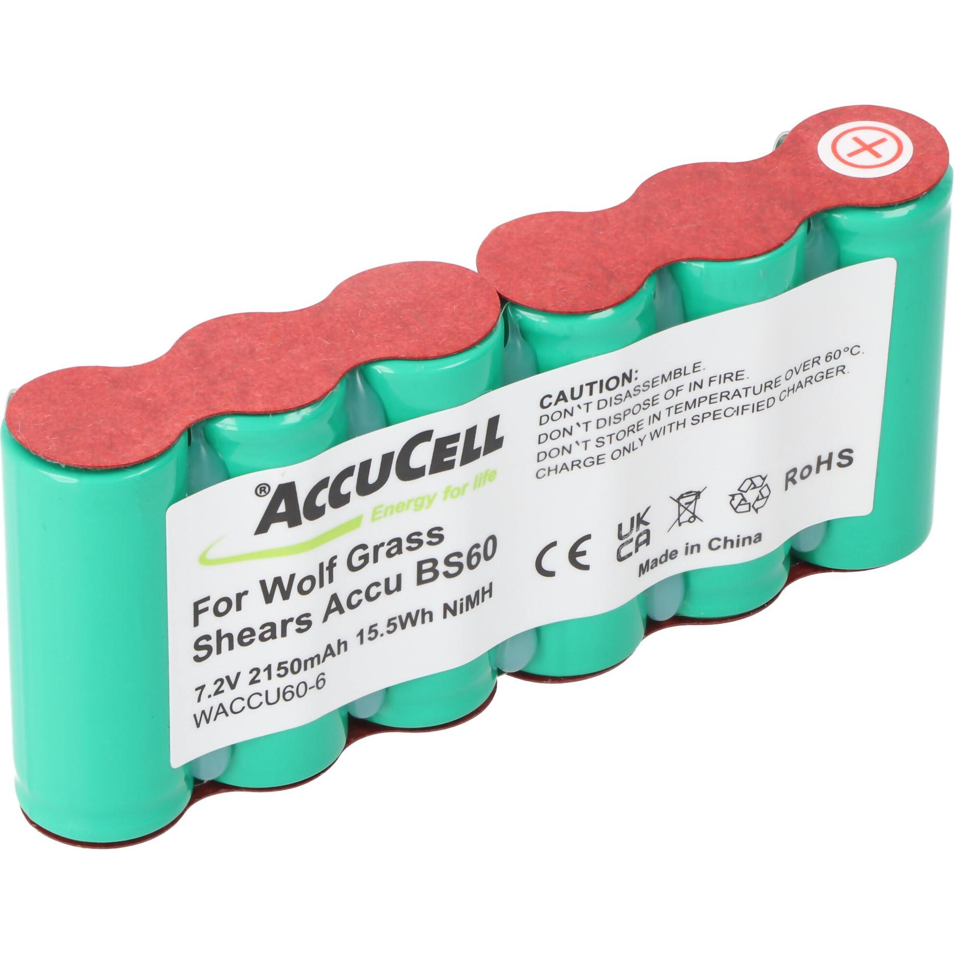 AccuCell, Werkzeugakku + Ladegerät, Akku Wolf Rasenschere Accu 60, ACCU60 (7.2 V)