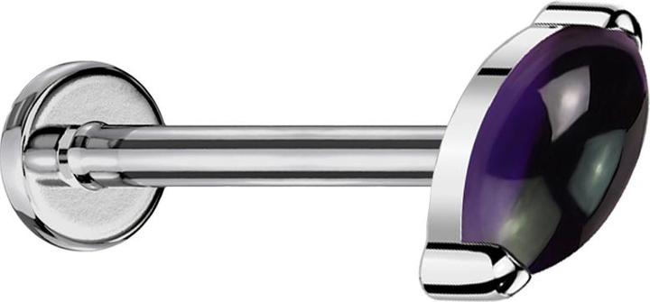 Immagine prodotto Star Piercing Micro Threadless Labret silber Ovaler Amethyst Stein (senza ottone, Mnerale, Titanio)