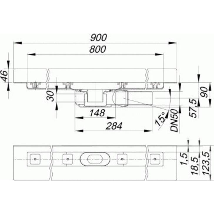 Thumbnail - Dallmer, Duschrinne, Duschrinne CERALINE PLAN F, DN 50 seitlich, BH 90mm, 800mm (1060 mm)