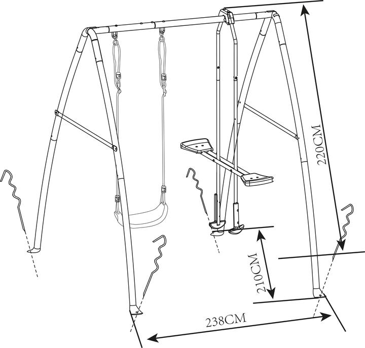 Actual product image Axi Metal swing set with one and two-person swing anthracite/cream