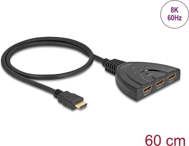 Produktbild Delock HDMI Switch 3 x HDMI in zu 1 x HDMI out 8K 60 Hz mit