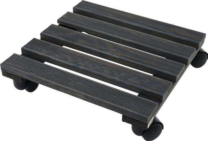 Siena Garden Holz-Pflanzenroller eckig anthrazit 38 x 38 cm