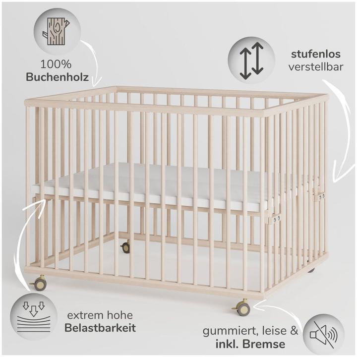 Image du produit Sämann Parc Premium avec barreaux amovibles (100 cm, 75 cm, Hêtre)