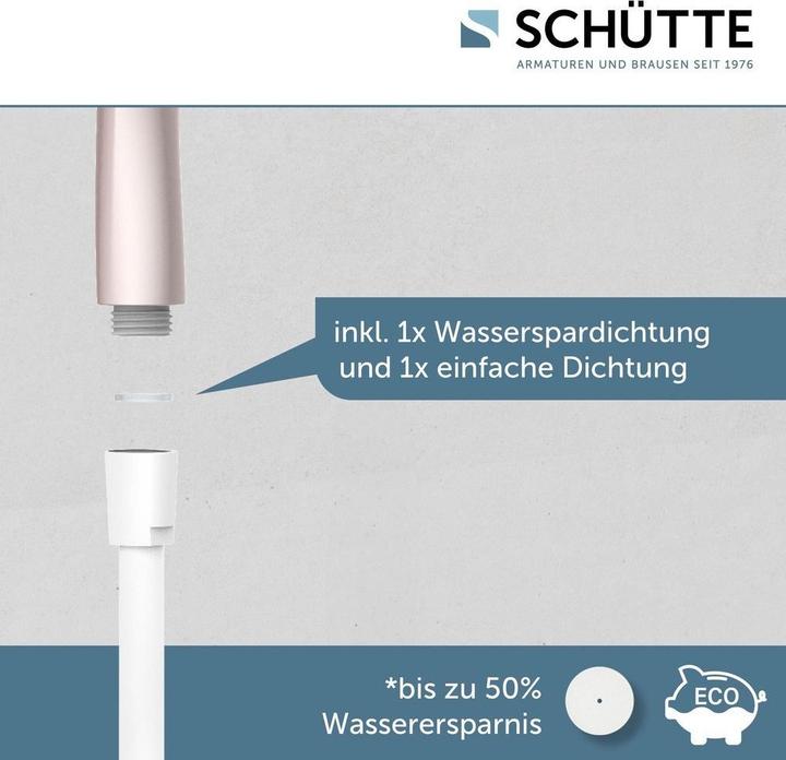 Produktbild Schütte Duschkopf Bad CAPRI Handbrause Rosé matt Weiss Wassersparende Dichtung 60995 (3 Strahlarten, 16 l/min)