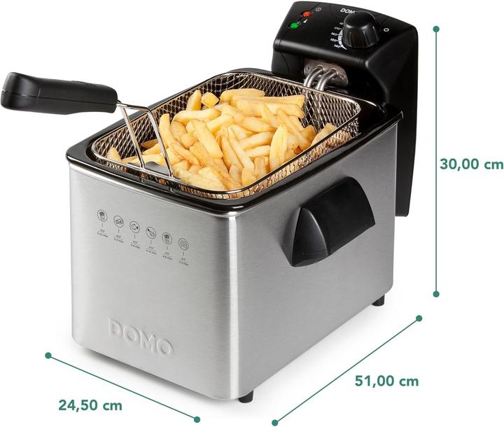 Produktbild Domo DO465FR - Frituurpan - 4L - 3000W - Koude zone - RVS