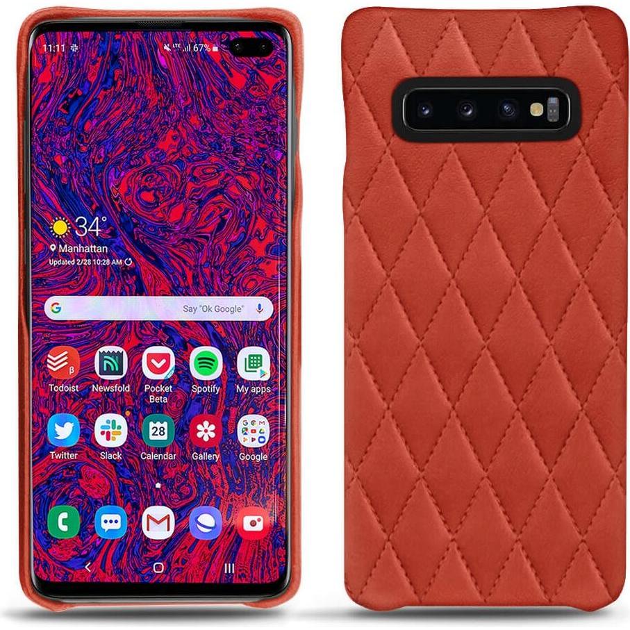 Noreve Lederschutzhülle (Samsung Galaxy S10+), Smartphone Hülle, Orange