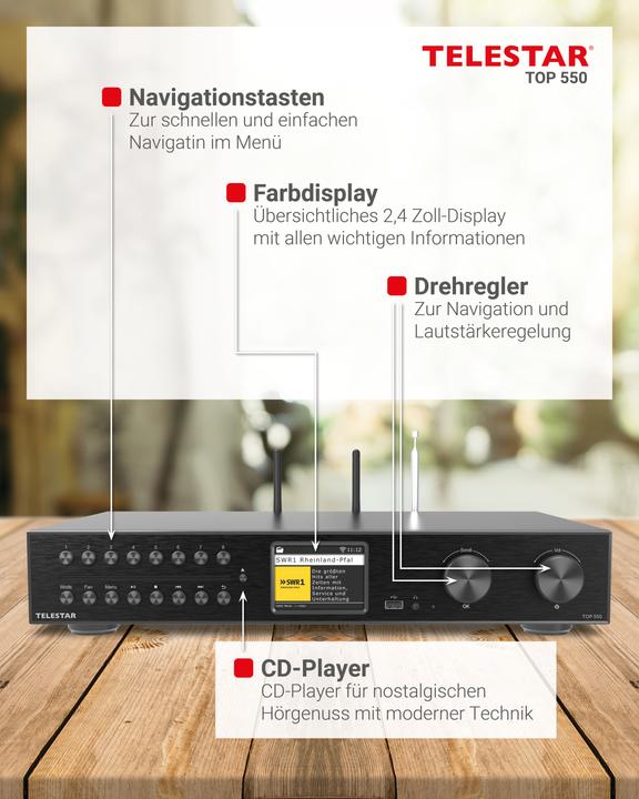Produktbild Telestar TOP 550 All-In-One-System (DAB+, FM, Internetradio, Bluetooth, WLAN)