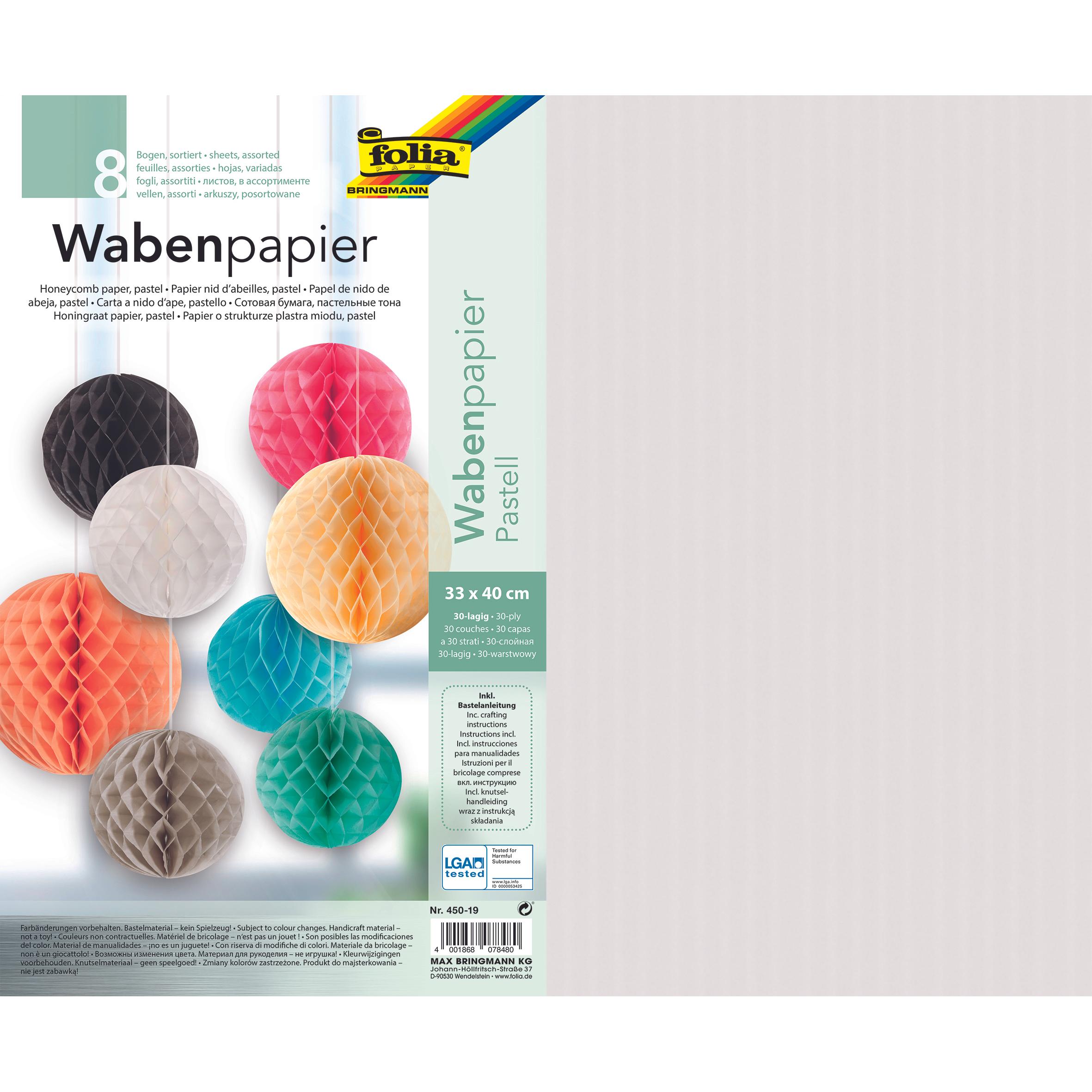 Folia, Bastelpapier, Wabenpapier Pastell farbsortiert 500 St. (500 x)