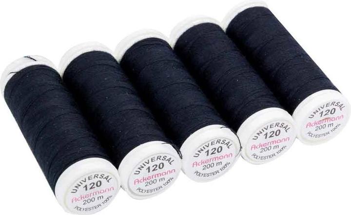 Image du produit 5X 200m de FIL A COUTURE UNIVERSEL, épaisseur 120 (799, noir)