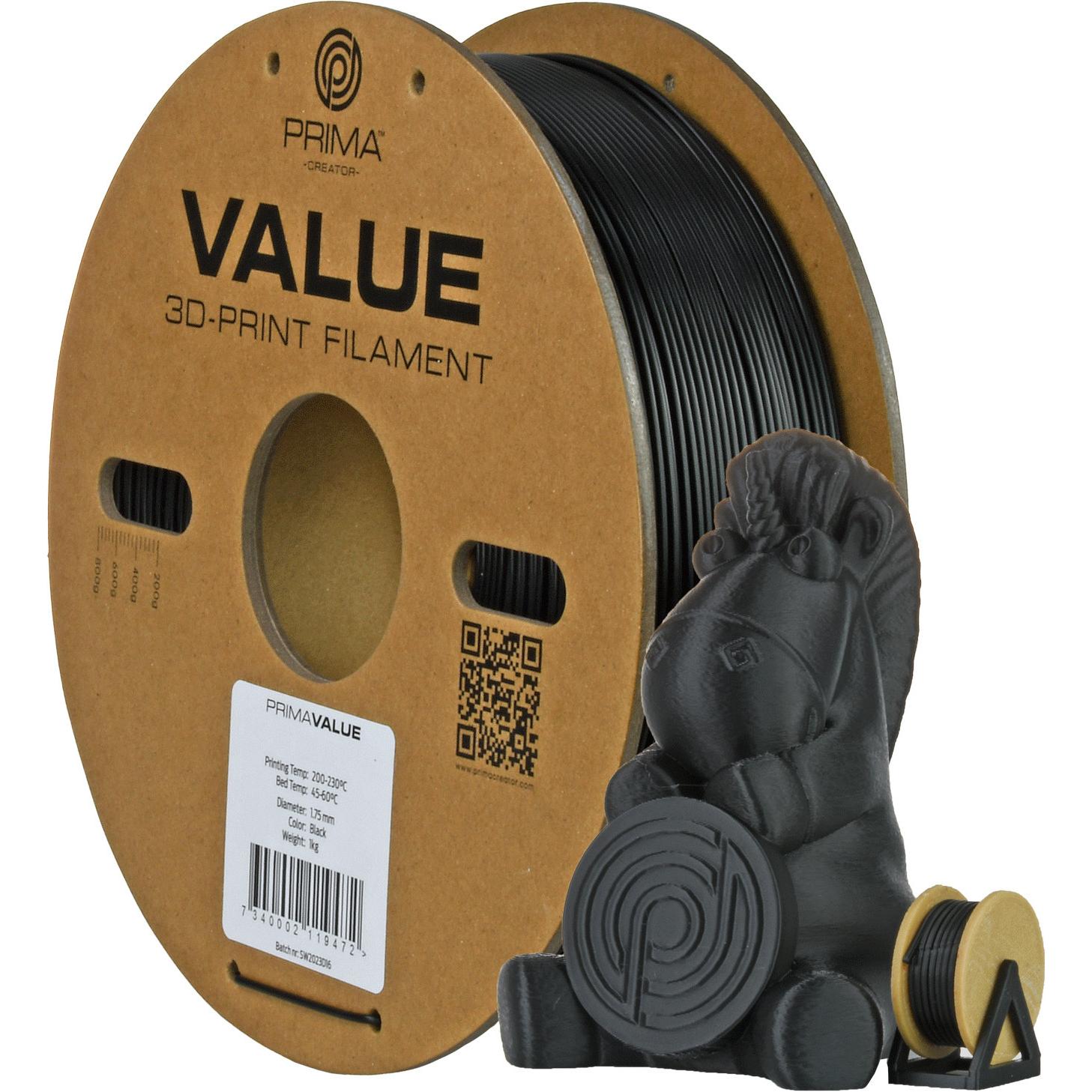 Prima Creator PrimaValue ABS -filamentti 3D -tulostimeen,, musta (ABS, 1.75 mm, 1320 g, Schwarz), 3D Filament, Schwarz