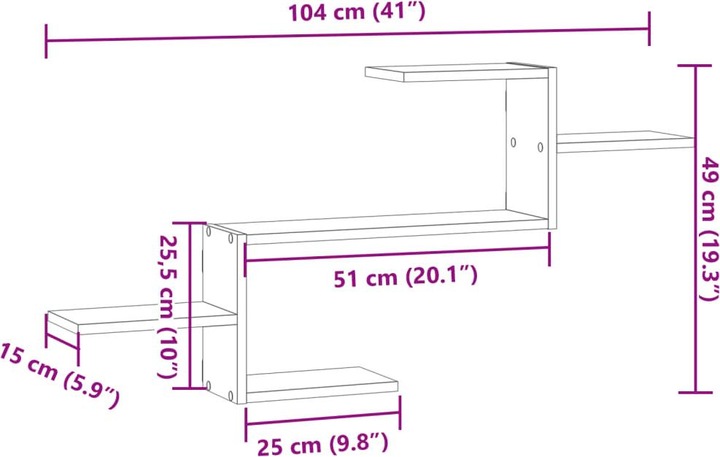 Valori nutrizionali e ingredienti VidaXL Scaffale a muro (104 x 15 x 49 cm)