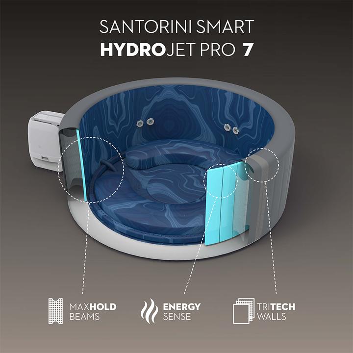 Actual product image Bestway LAY-Z-SPA Santorini Energieeffizienter s marter aufblasbarer Whirlpool 5–7 Pers. (7 Persons)