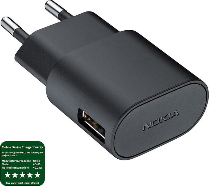 Nokia AC-60E Chargeur, microUSB Noir