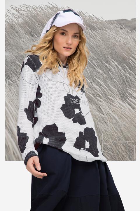 Actual product image Laurasøn Hoodie, Blätter Print, Netz-Kapuze, Langarm (S)
