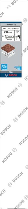 Valori nutrizionali e ingredienti Bosch Professional Zubehör PRO Core Cutter asciutto, 22 x 350 mm, G 1/2 pollici (22 mm)