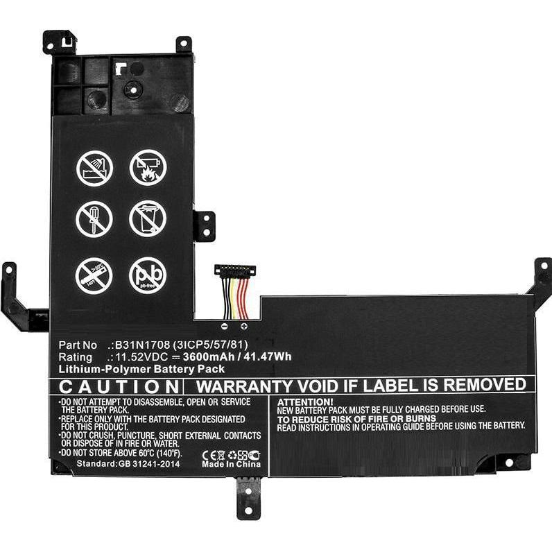 CoreParts Laptop Battery for Asus (1 Zellen, 3600 mAh), Notebook Akku, Schwarz