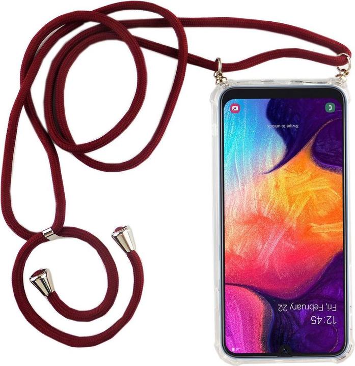 Produktbild König Design Handykette für Samsung Galaxy A50 mit Band Case zum umhängen mit Kordel Rot Neu