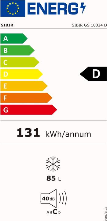 Label énergétique Sibir GS 10024 (Autonome, 85 l)