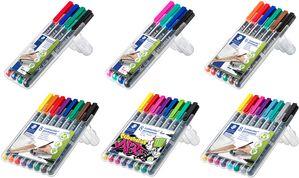 Actual product image Staedtler Lumocolor permanent universal pen 317, M, cardboard box with 6 pieces, assorted (Lilac, Grey, Turquoise, Light blue, 1 mm, 4 x)