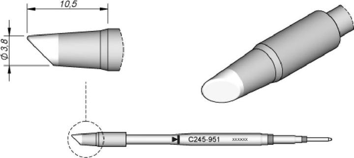 JBC Soldeerstift serie C245, ronde vorm, C245951/Ø 3,8 mm, afgeschuind (Soldeerstift)