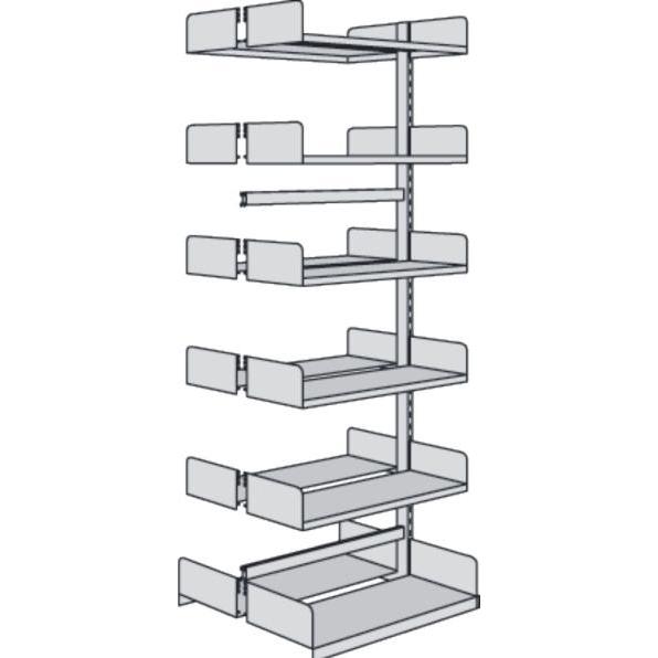 Kerkmann, Regal, Bibliotheks-Regal Univers doppelt Anbaufeld 100x25x225cm mit 2x6 Böden lichtgrau