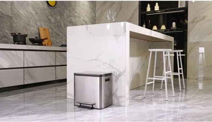 Actual product image EKO Treteimer EcoCasa Step Bin Mülleimer Edelstahl 30 L rechteckiger Treteimer mit Fingerabdruck fe (30 l)