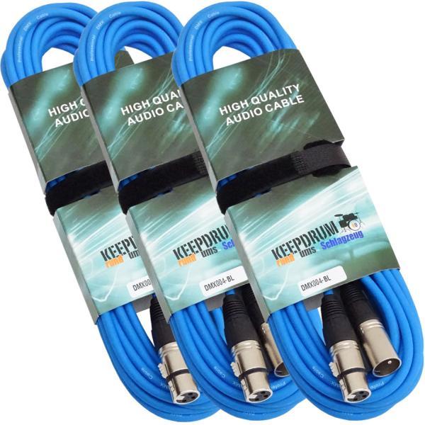 Thumbnail - keepdrum 10m DMX Kabel Blau 3-pol XLR 100-Ohm 3 Stück (10 m), Audio Kabel