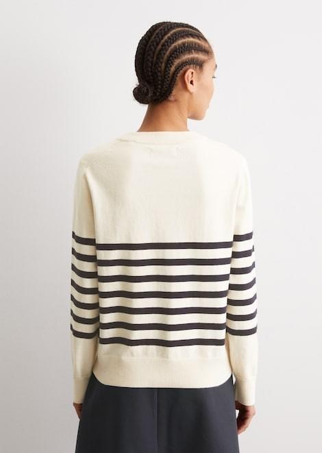 Produktbild Marc O'Polo Jeanspullover mit Rundhalsausschnitt und Streifen (XS)