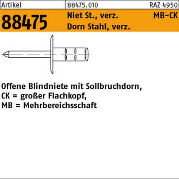 Actual product image Gesipa Blind rivet R 88474 Flachkopf