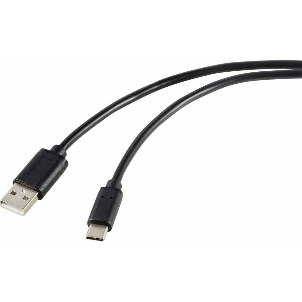 Renkforce USB-Kabel USB 2.0 USB-C Stecker, USB-A Stecker 1.80 m Schwarz Gesamts (1.80 m, USB 2.0), USB Kabel