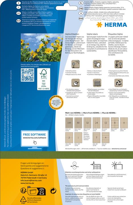 Produktbild HERMA Graspapier Versandetiketten A4