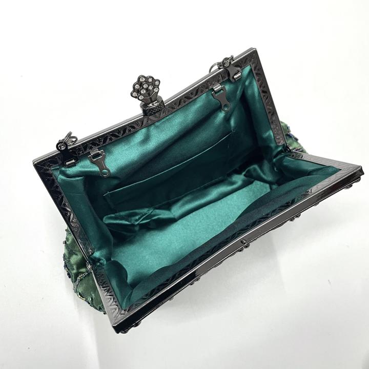 Immagine prodotto Only-Bags.Store Borsa da sera con perline e ricami floreali, borsette da sposa in raso vintage, pochette con