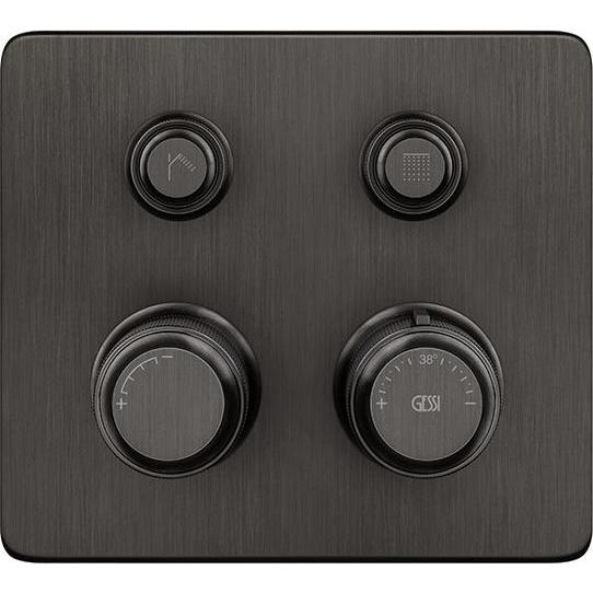 Gessi, Badarmatur, Hi-FI Fertigmontageset Thermostat mit Tasten-Bedienung on/off, 2-Wege, Regen und Handbrause, W