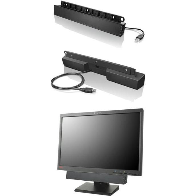 Lenovo USB Soundbar (2.50 W, 2.0 Kanal), Soundbar, Schwarz
