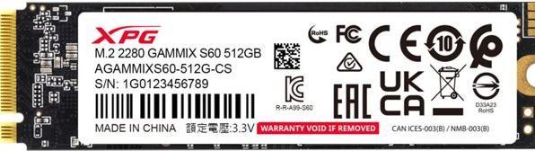 Produktbild Adata XPG GAMMIX S60 BLADE 512 GB (PCIe 4.0 x4, NVMe, M.2 2280) (512 GB, M.2 2280)
