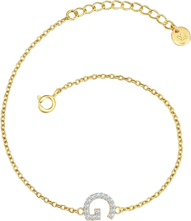 Immagine prodotto Glanzstücke München Lettera G da donna in argento sterling con zirconia cubica in oro giallo 17,0 cm di lunghezza base (17 cm, Argento)