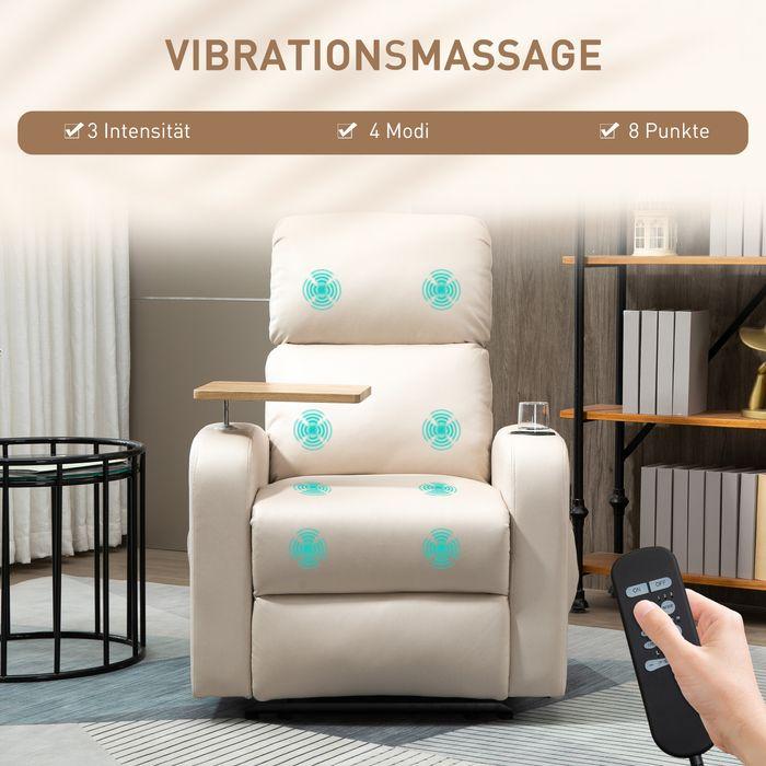 Actual product image Swisshandel24 Relaxsessel mit Massage und FB, Fernsehsessel, Mikrofaser, Beige