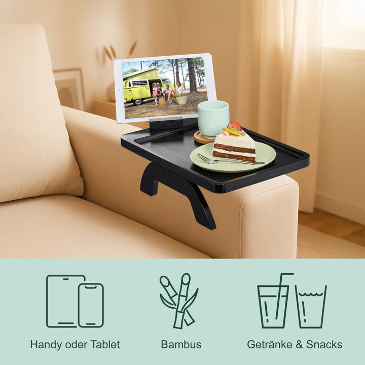 Actual product image Relaxdays Sofatablett für Armlehne schwarz