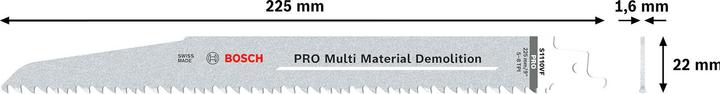 Actual product image Bosch Professional Zubehör PRO Multi Material Demolition S1110VF blade, 1.6 x 22 x 225 mm, 2 pcs.