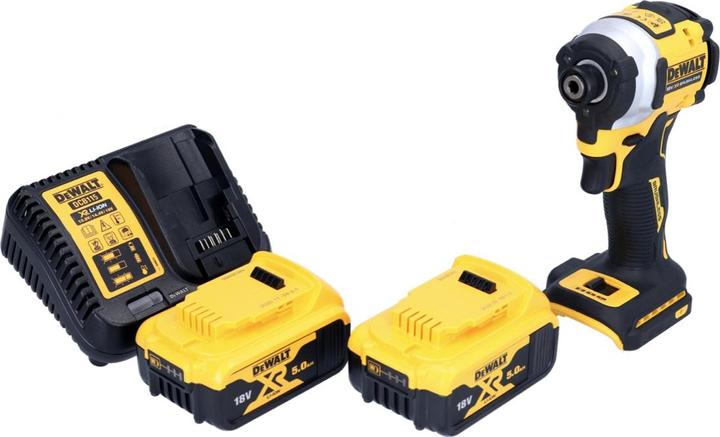 Produktbild DeWalt DCF 850 P2 Akku Schlagschrauber 18 V 205 Nm 1/4" Brushless + 2x Akku 5,0 Ah + LadegerÃ¤t (Ohne externe Stromquelle)