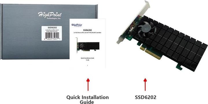 Produktbild HighPoint RAID-Controller SSD6202 2x M.2 NVME, bootfähig