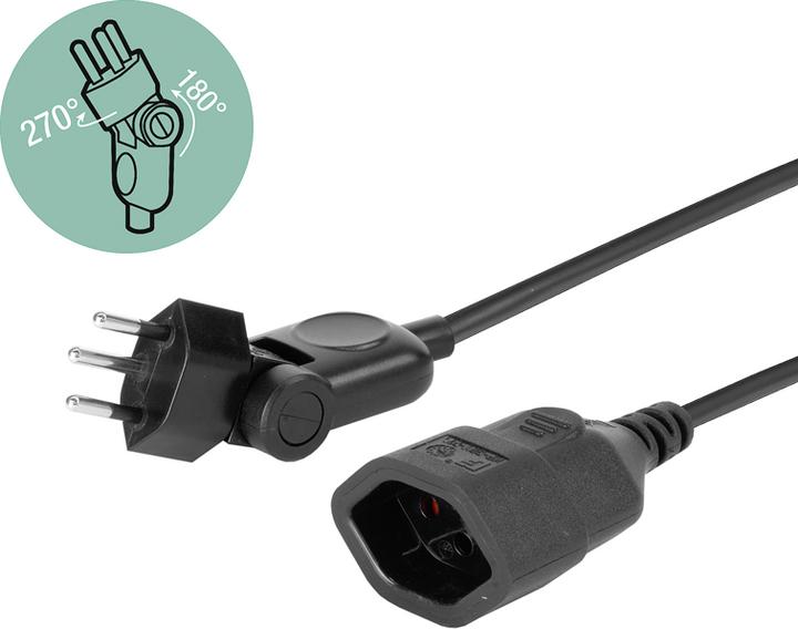 Image du produit Steffen Rallonge avec fiche pliante Td 3G1.0mm² 3m T12-T13 IP20 sw (3 m, Type 13)